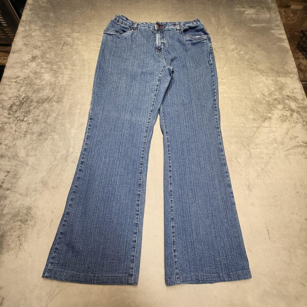 Smiths Jeans Womens 14 Blue Wide-Leg Relaxed Stretch Medium Wash 5-Pocket